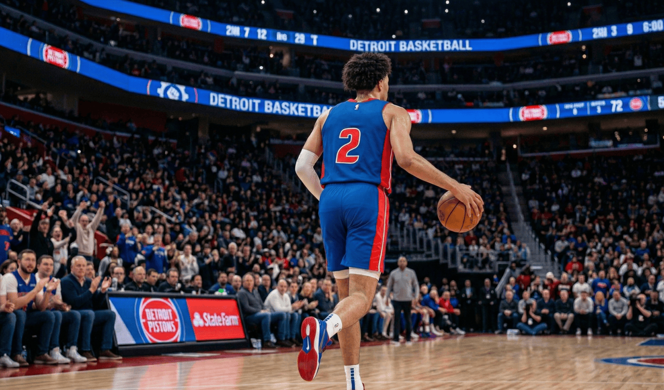 Cade Cunningham darbībā mačā pret Milwaukee Bucks pēc atgriešanās no traumas.