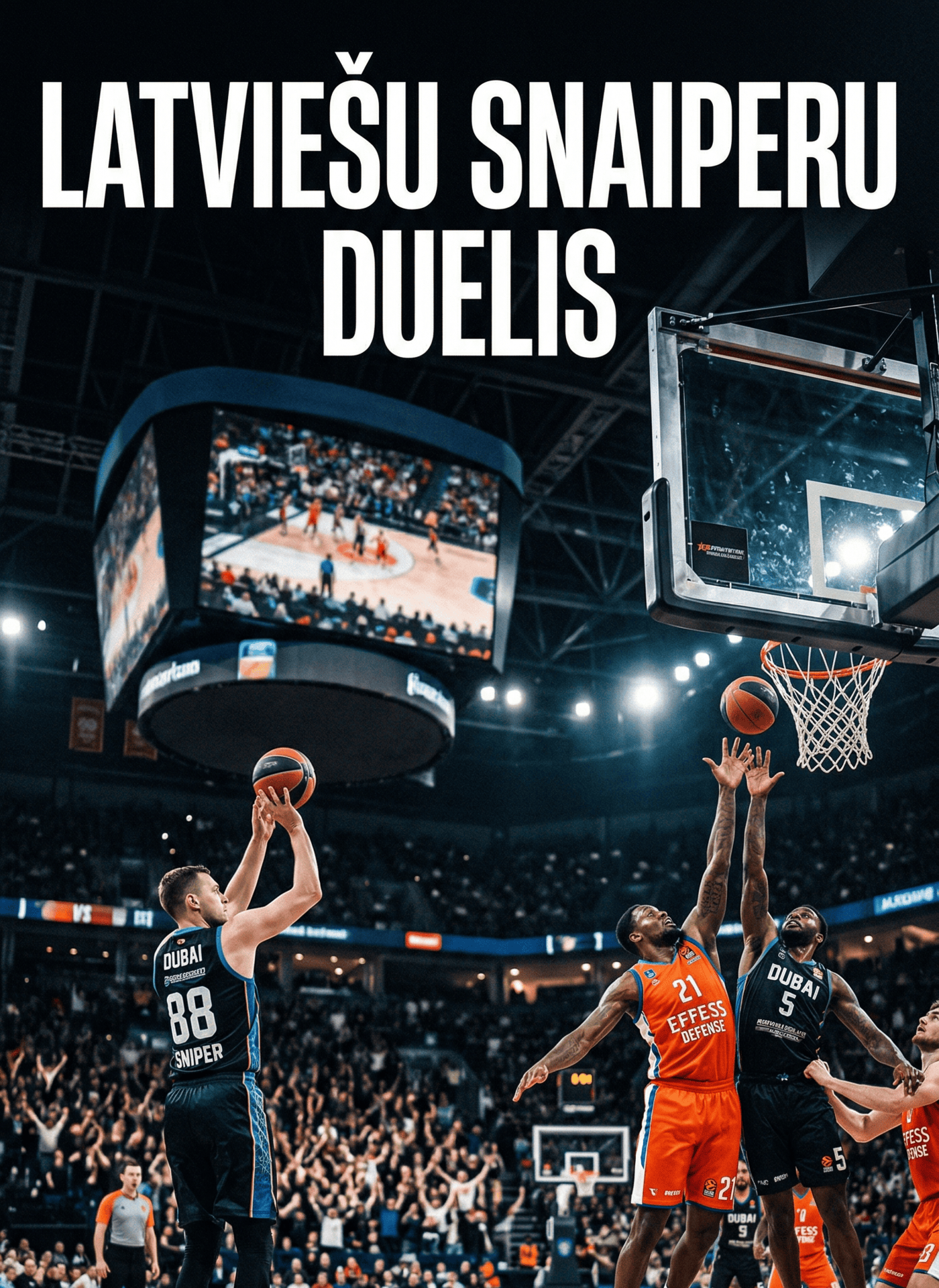 Rolands Šmits aizsardzībā pret Dāvi Bertānu Eirolīgas spēlē.