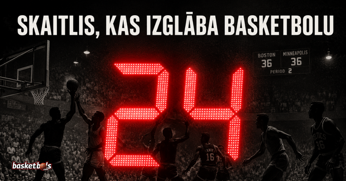 Vēsturiskais 24 sekunžu uzbrukuma laika pulkstenis basketbolā.
